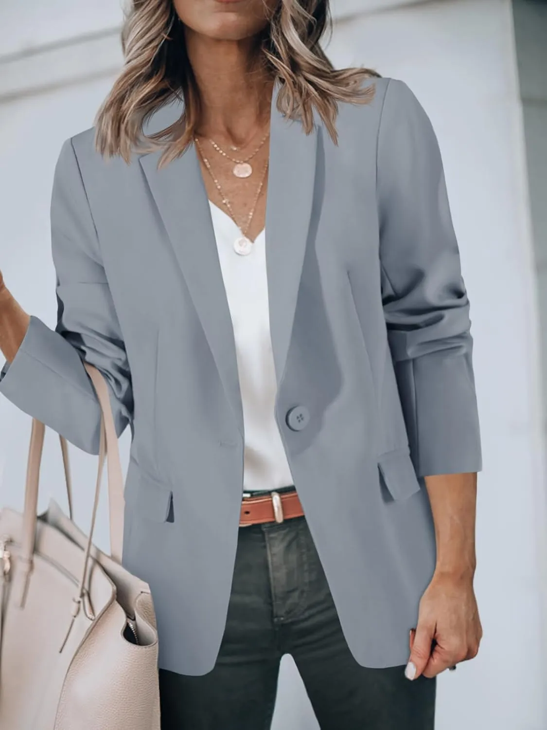 Cicy Bell Womens Casual Blazers Open Front Long Sleeve Work Office Suit Jackets Blazer