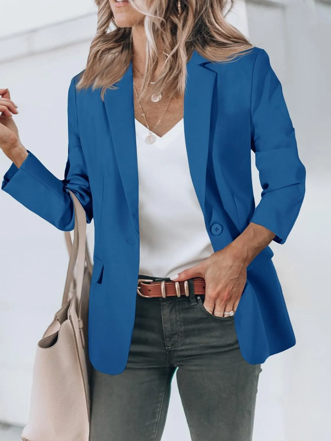 Cicy Bell Womens Casual Blazers Open Front Long Sleeve Work Office Suit Jackets Blazer
