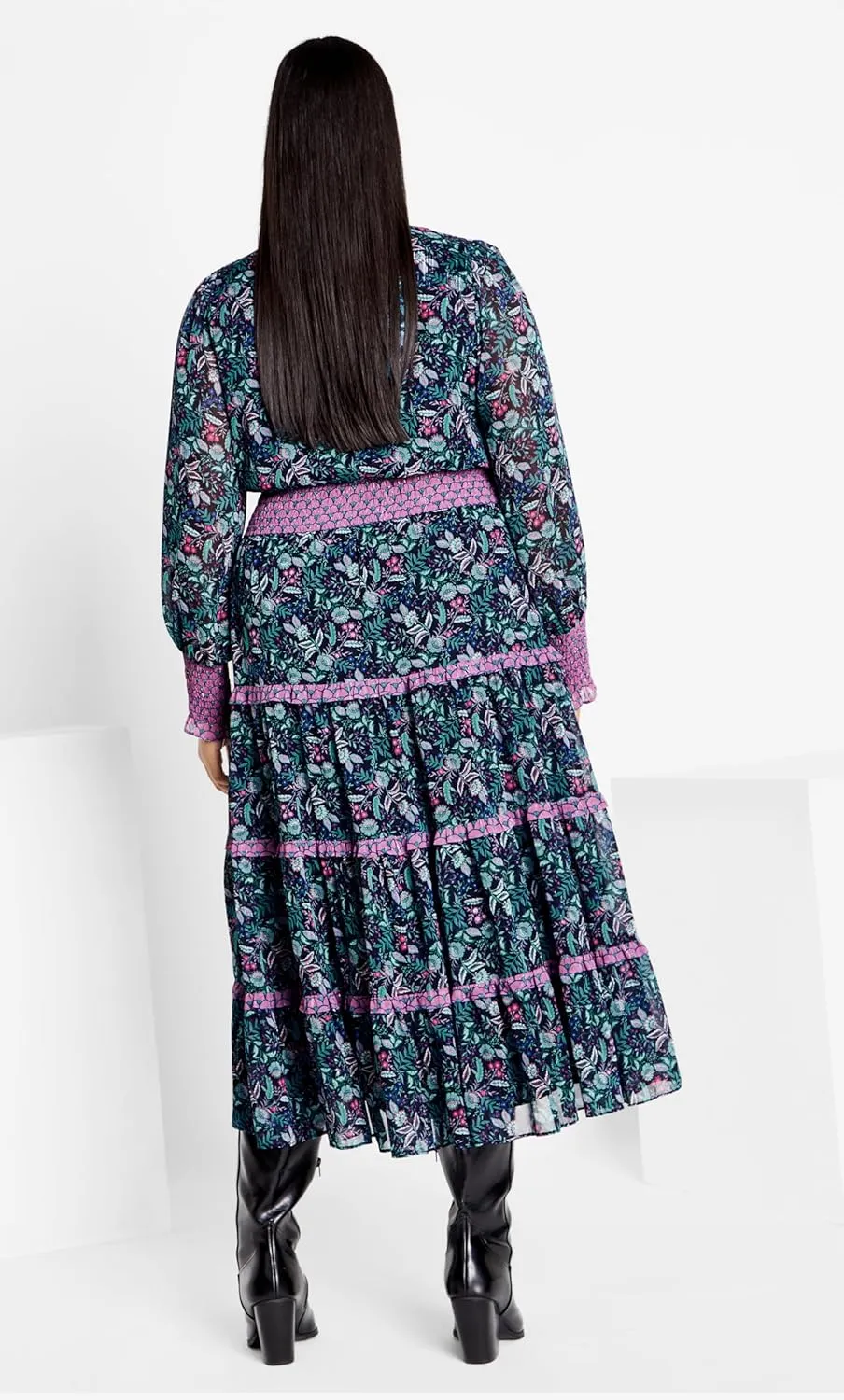 City Chic Women's Gwendolyn Tier Print Dress