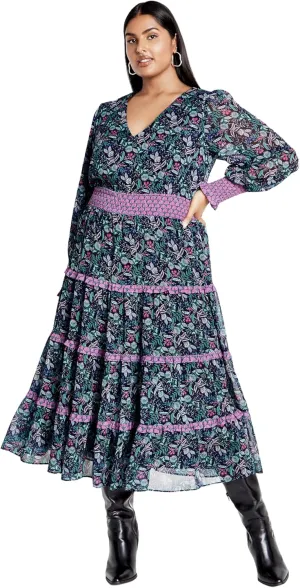 City Chic Women's Gwendolyn Tier Print Dress