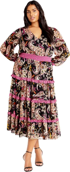 City Chic Women's Gwendolyn Tier Print Dress