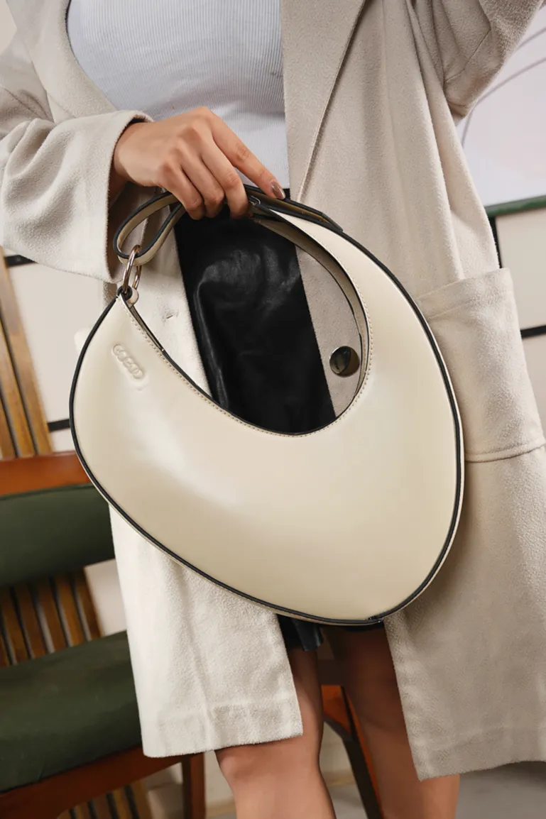 Classic Crescent Handbag - Beige