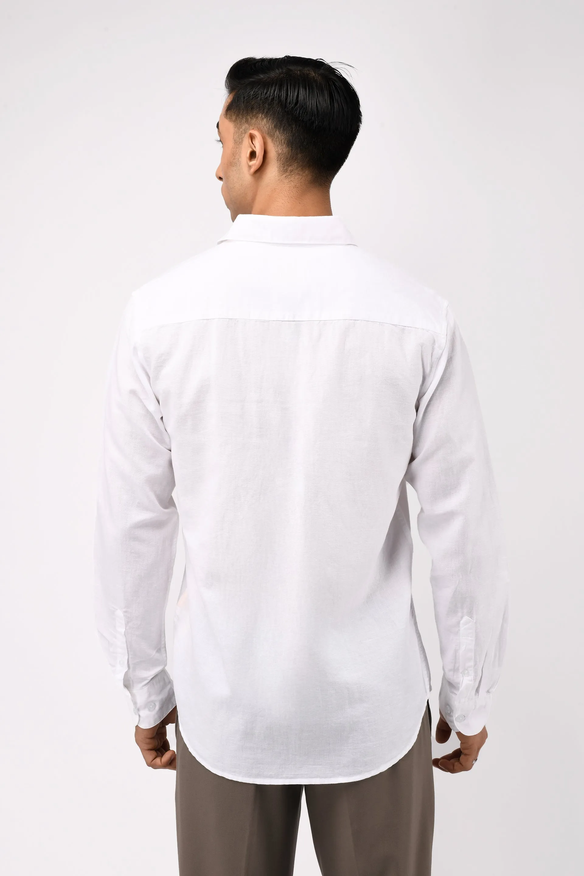 CLASSIC FUSED LINEN SHIRT IN WHITE