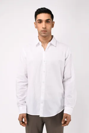 CLASSIC FUSED LINEN SHIRT IN WHITE