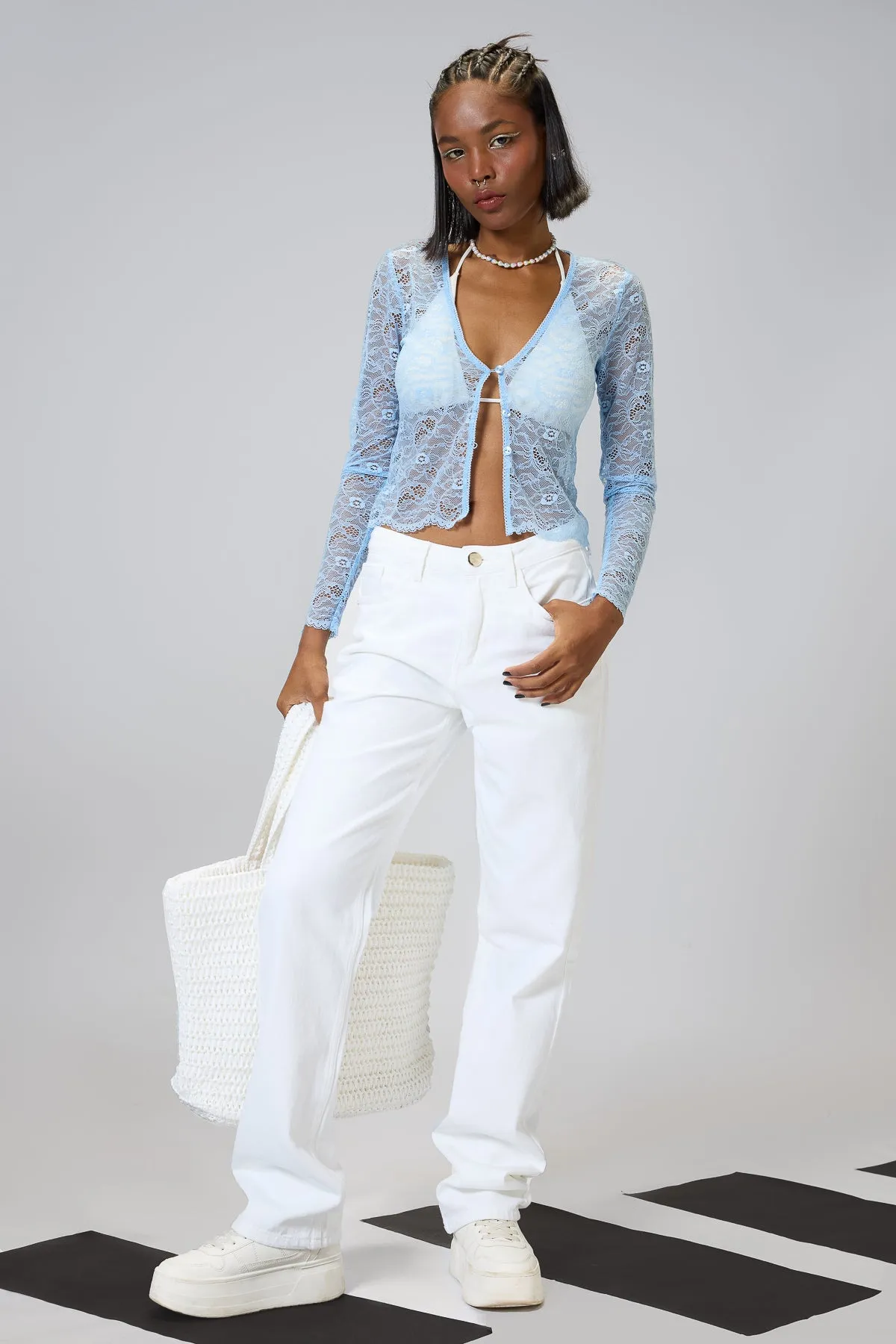Clean Cut White Tapered Jeans