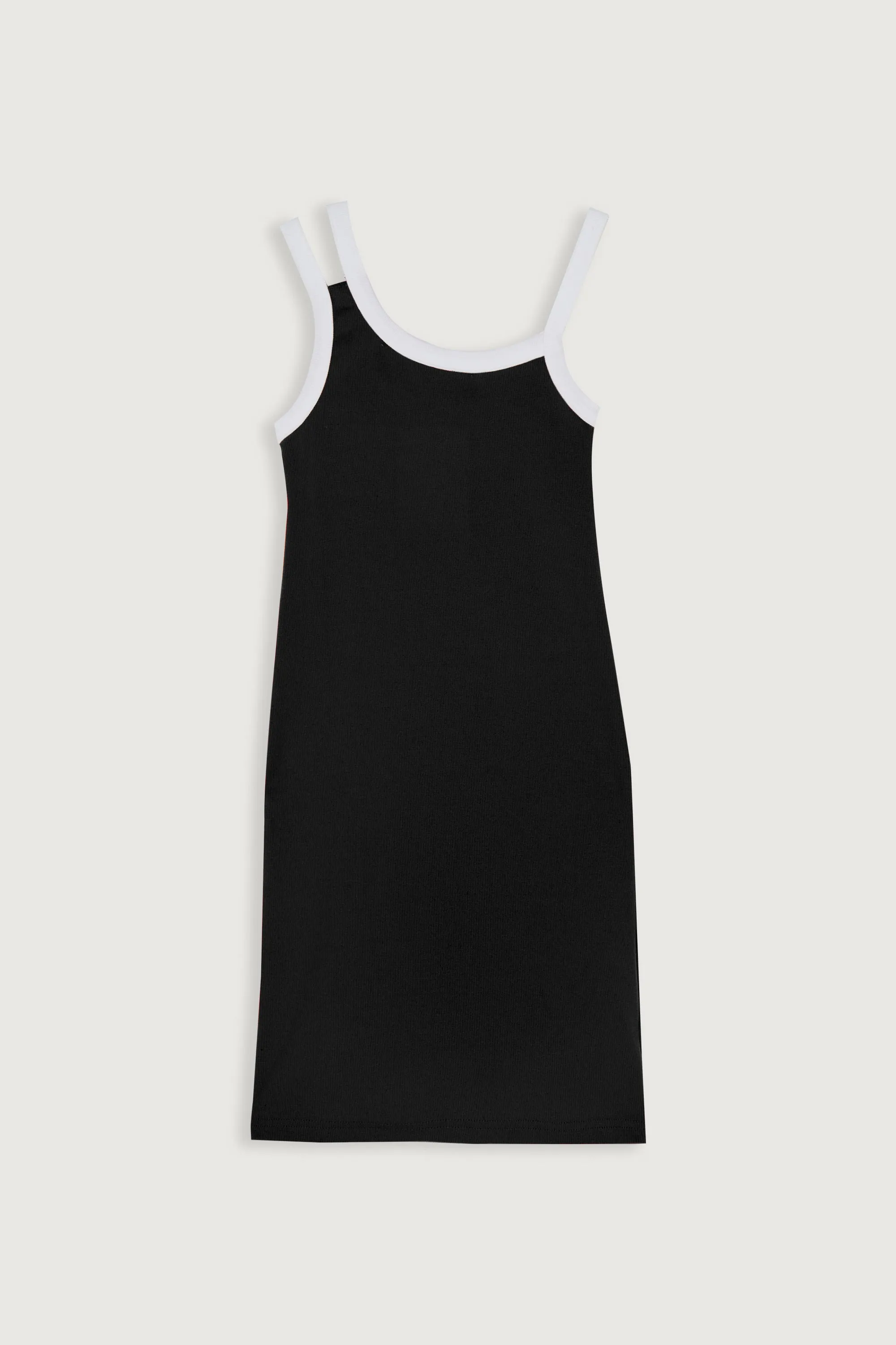 CONTRAST SHOULDER STRAP MINI DRESS