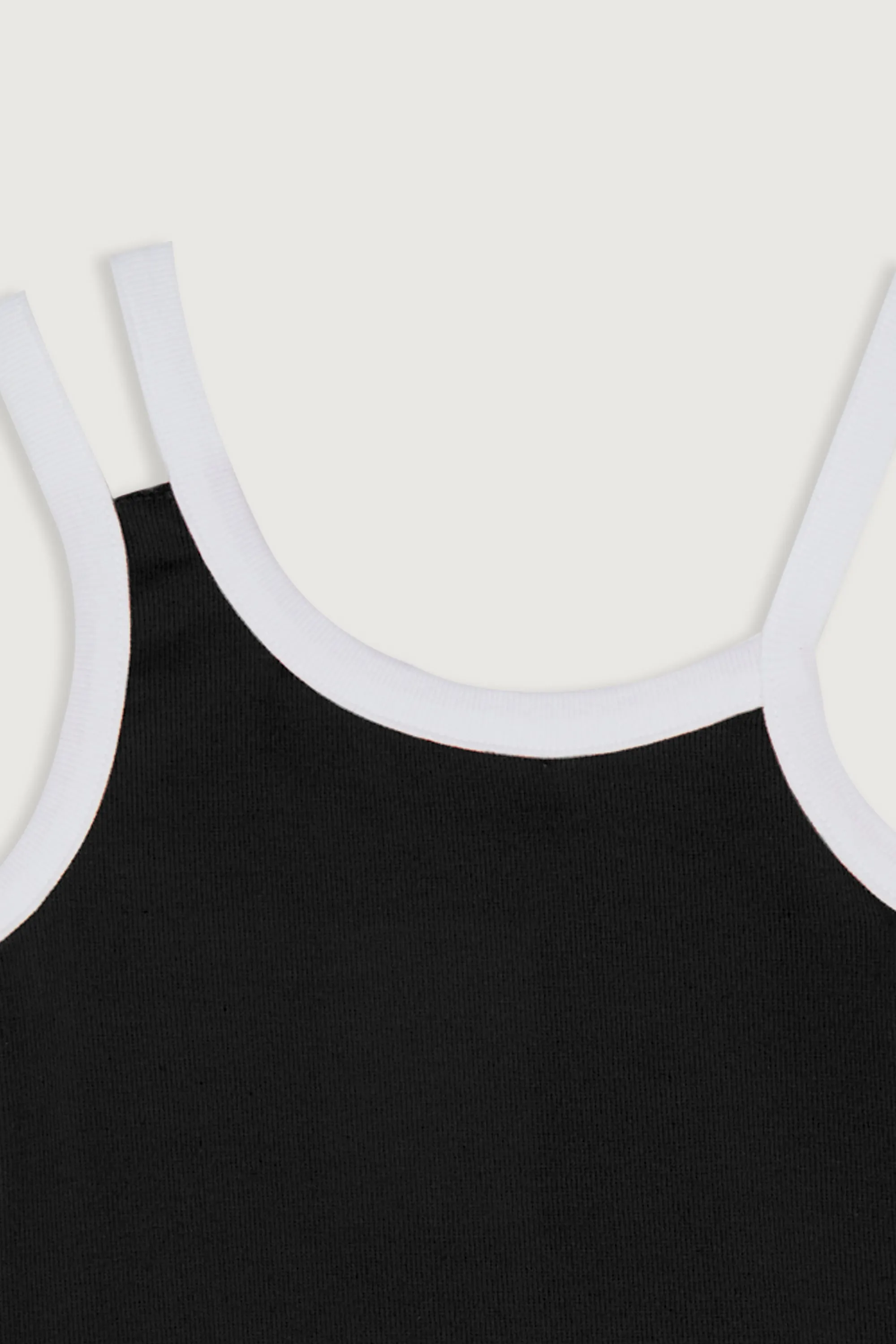CONTRAST SHOULDER STRAP MINI DRESS