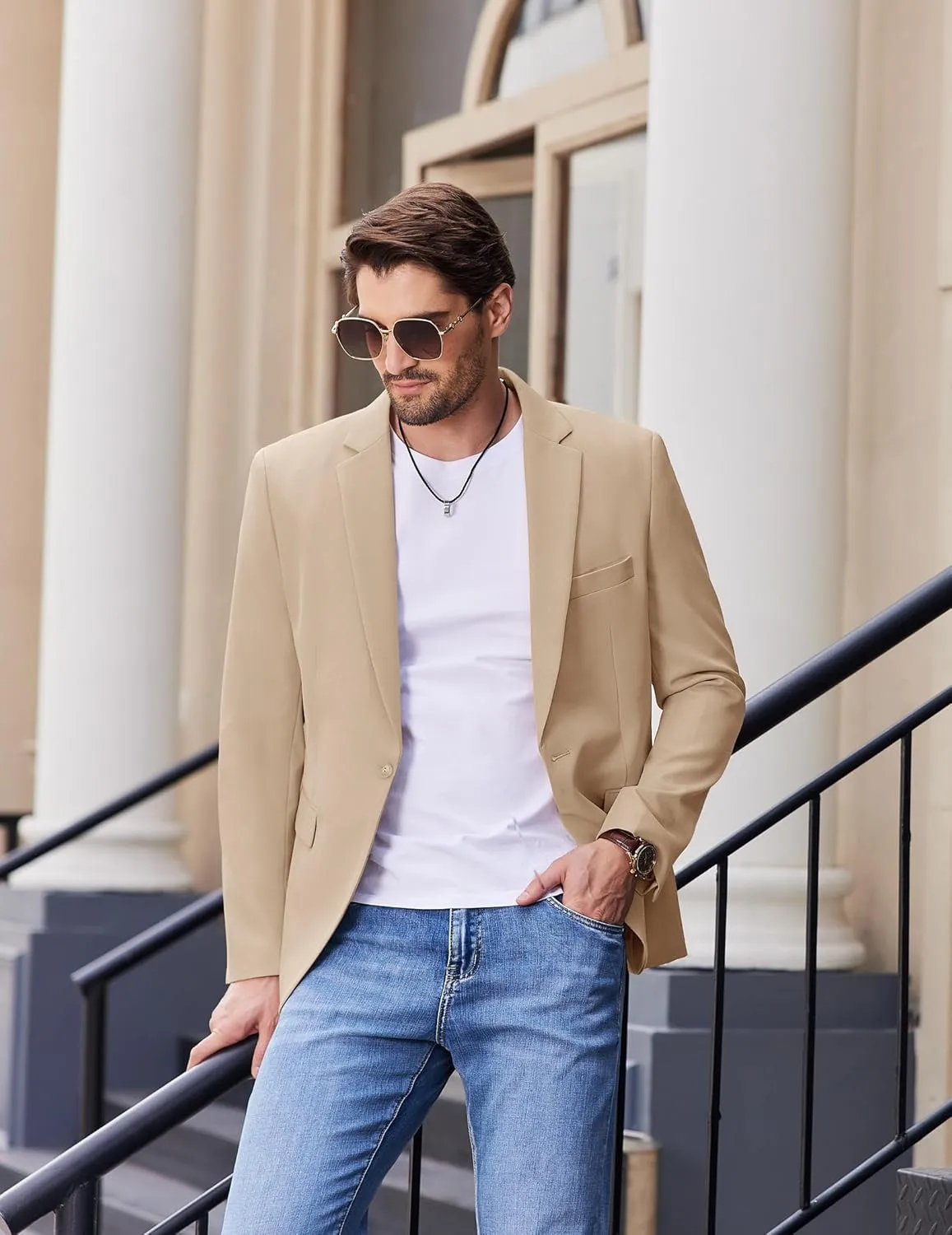 COOFANDY Mens Casual Blazer Slim Fit Sport Coats One Button Stylish Business Suit Jacket