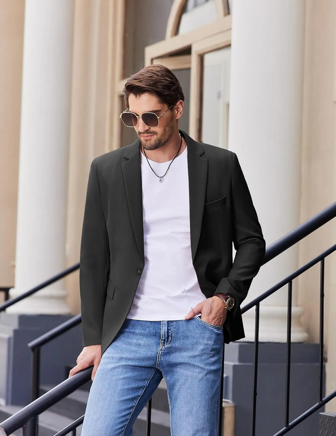 COOFANDY Mens Casual Blazer Slim Fit Sport Coats One Button Stylish Business Suit Jacket