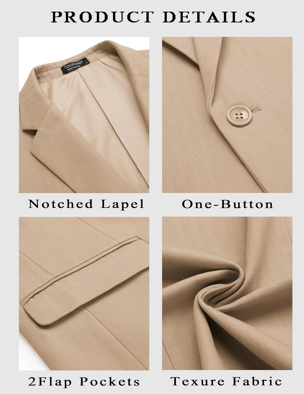 COOFANDY Mens Casual Blazer Slim Fit Sport Coats One Button Stylish Business Suit Jacket
