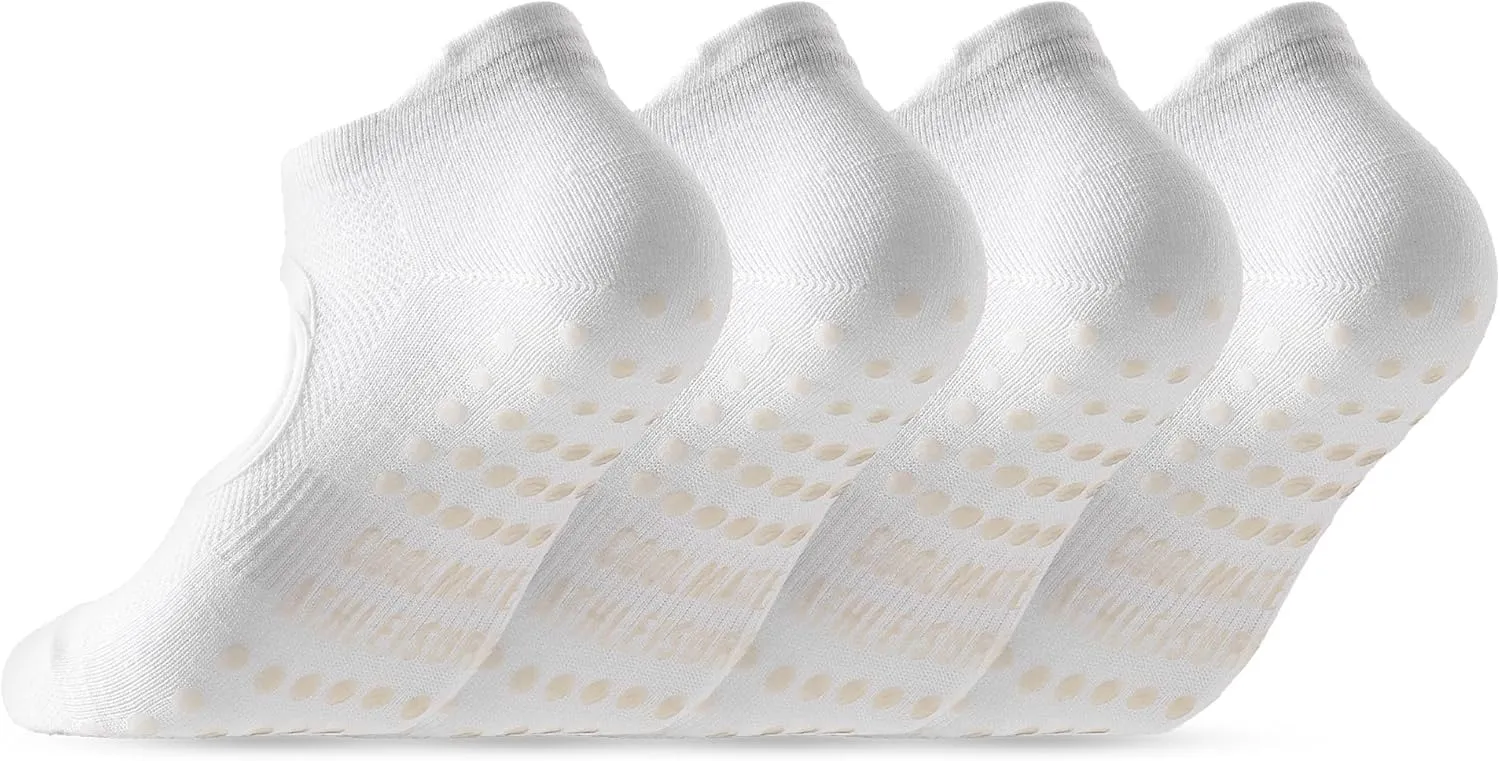 COOLMATE Pilates Socks with Grips for Women, Yoga Socks, Crew Non Slip Women for Workout, Barre, Pilates Gifts