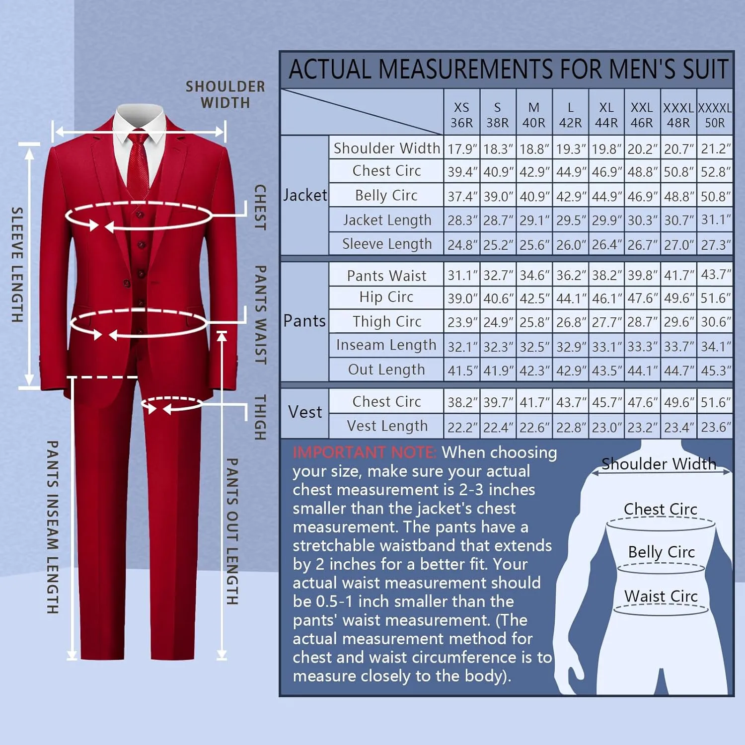 Cooper & Nelson 3 Piece Mens Suit Set, Slim Fit Suit for Men, Solid Jacket, Vest, Pants and Tie