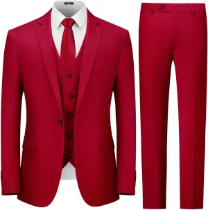 Cooper & Nelson 3 Piece Mens Suit Set, Slim Fit Suit for Men, Solid Jacket, Vest, Pants and Tie