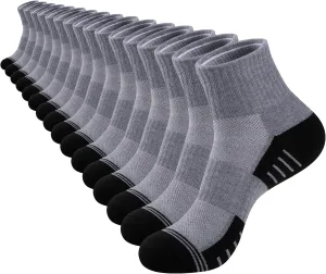 COOVAN Mens Athletic Ankle Socks Thick Cushioned Quarter Sock Sport Running Half Crew Sock 8 Pairs