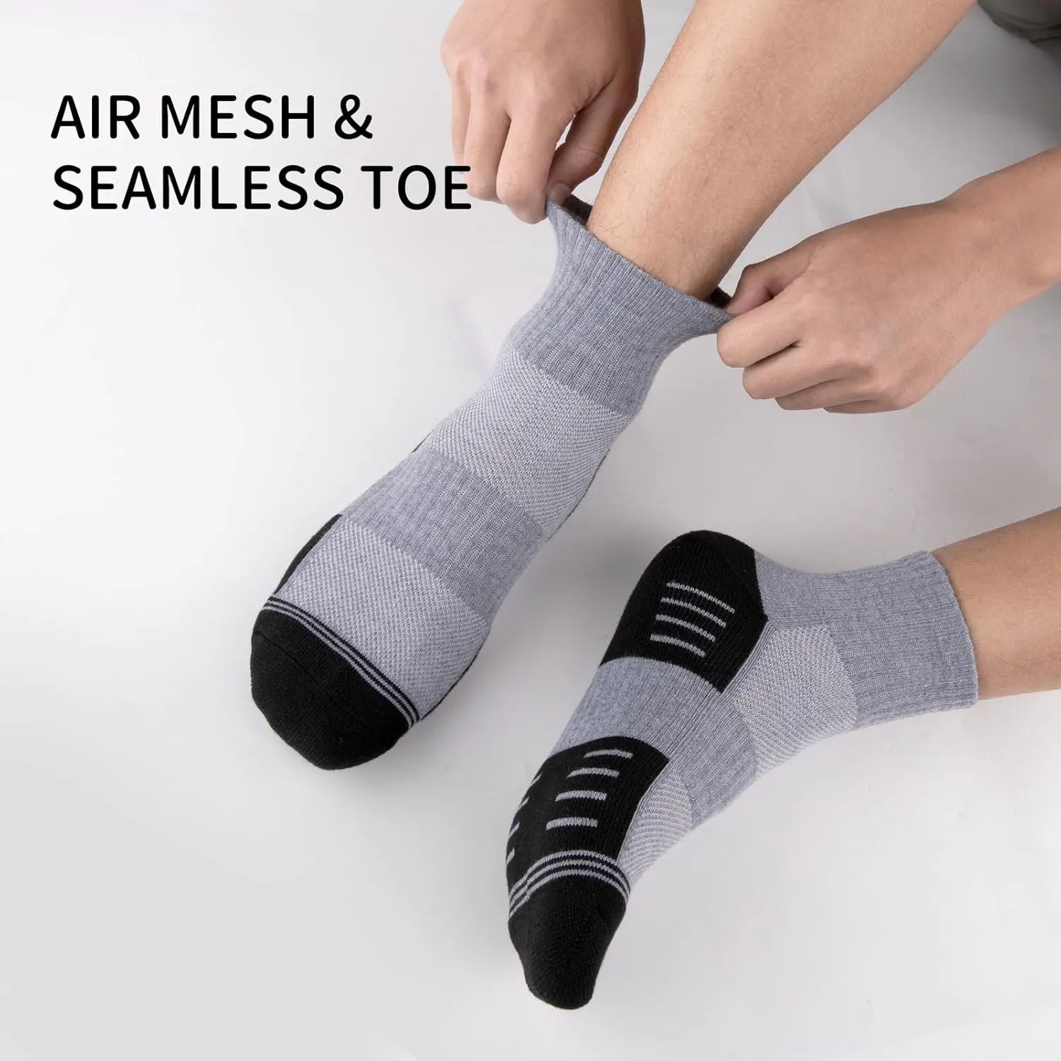 COOVAN Mens Athletic Ankle Socks Thick Cushioned Quarter Sock Sport Running Half Crew Sock 8 Pairs