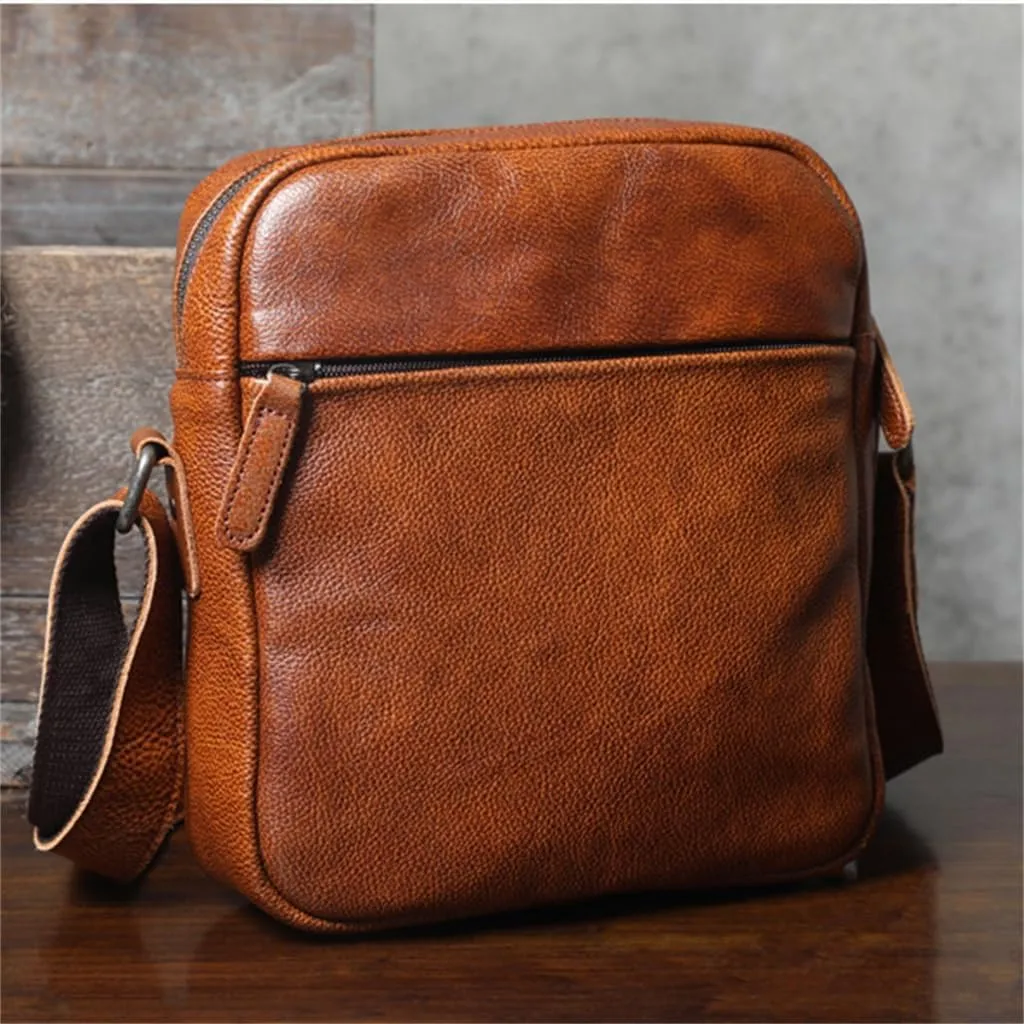 Crossbody Bag Vintage Handmade Rubbed Colour Shoulder Bag Leather Men's Bag Casual