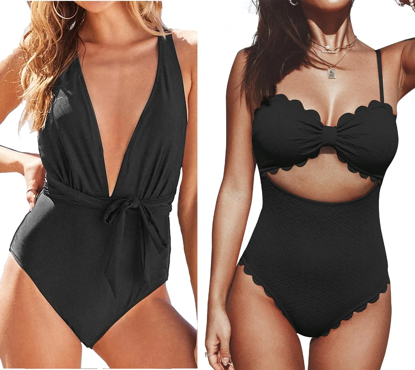 CUPSHE Women's One Piece Swimsuit Sexy Black, M