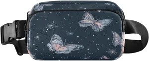 Delicate Butterflies Fanny Packs for Women Men, Fashion Belt Bag Waterproof Waist Pack Crossbody Bags with Adjustable Strap for Workout Running Hiking