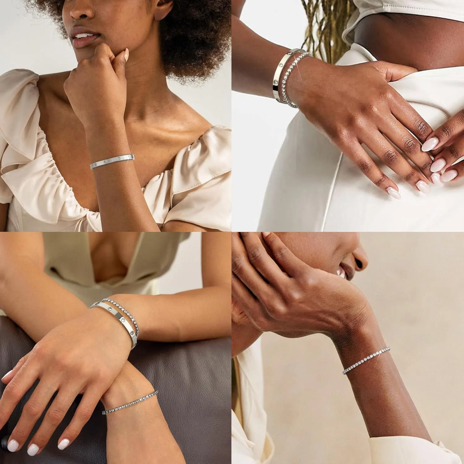 doubgood Gold Bracelets for Women, Stackable Gold Bangles Friendship Love Tennis Bracelets 5A Cubic Zirconia Jewelry Mother's Day Gifts for Valentine Birthday Christmas