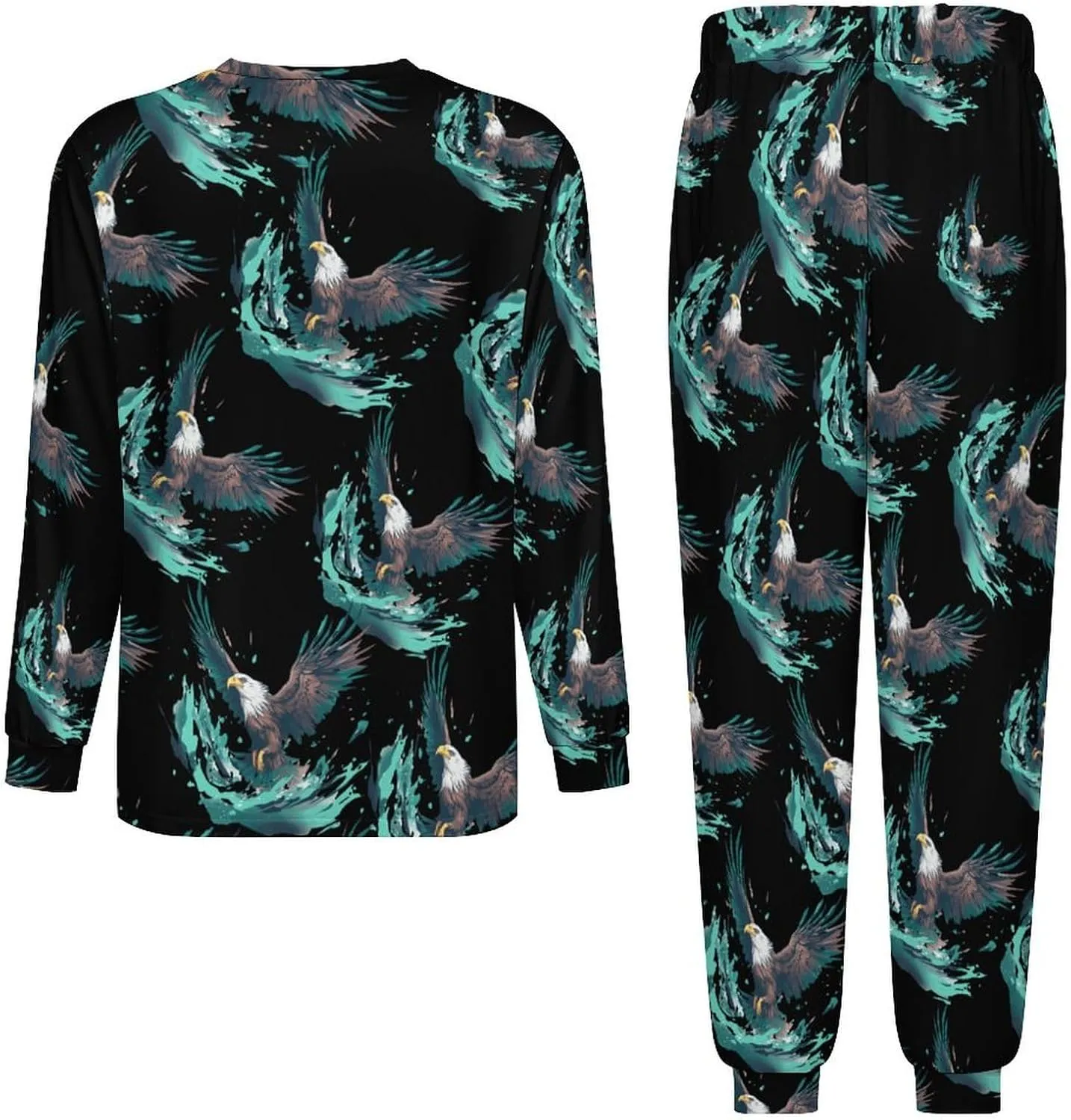 Eagle Mens Pajamas Set Long Sleeve Sleepwear Set Soft Underwear Set Loungewear