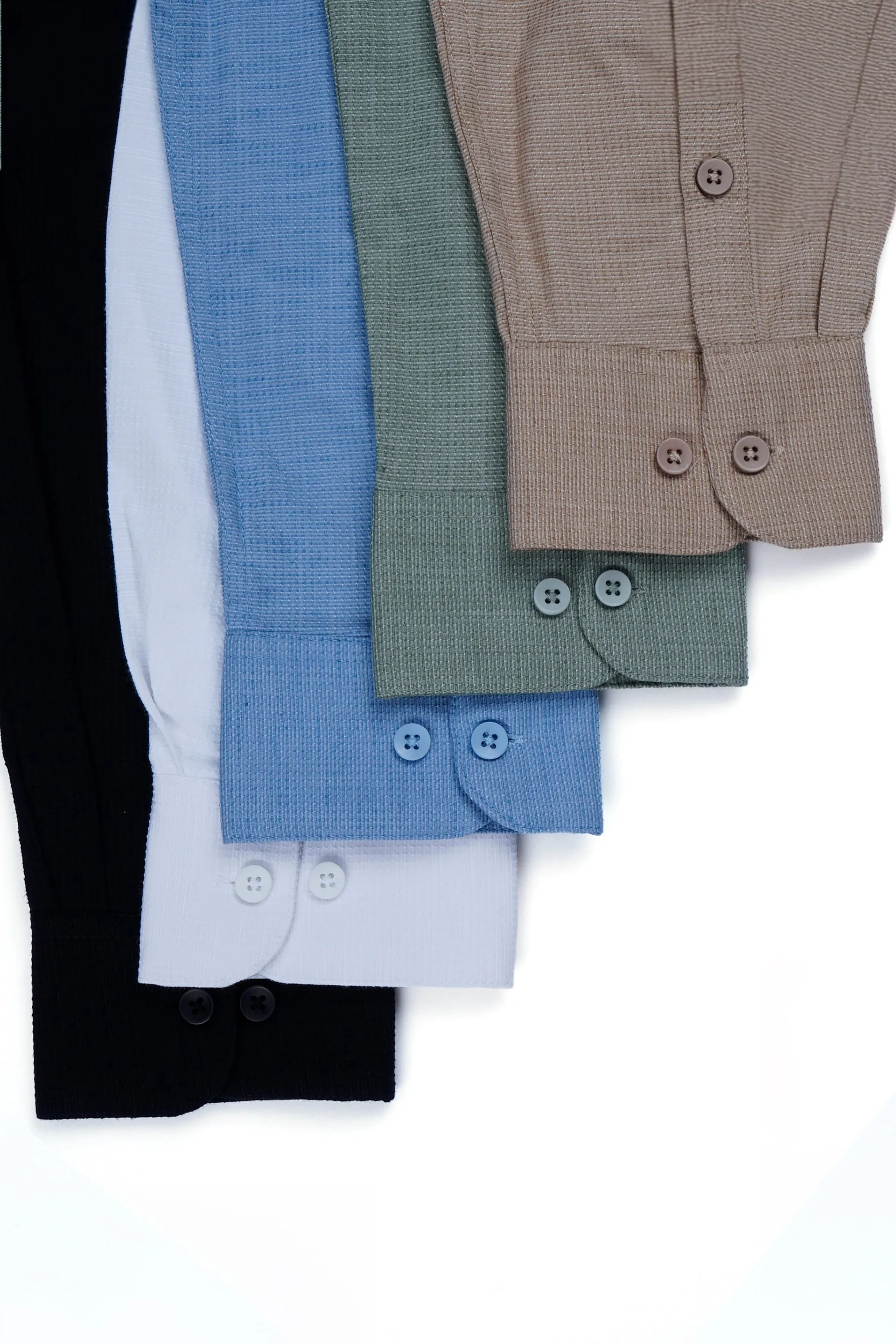EASY IRON TEXTURED MANDARIN SHIRT IN BEIGE