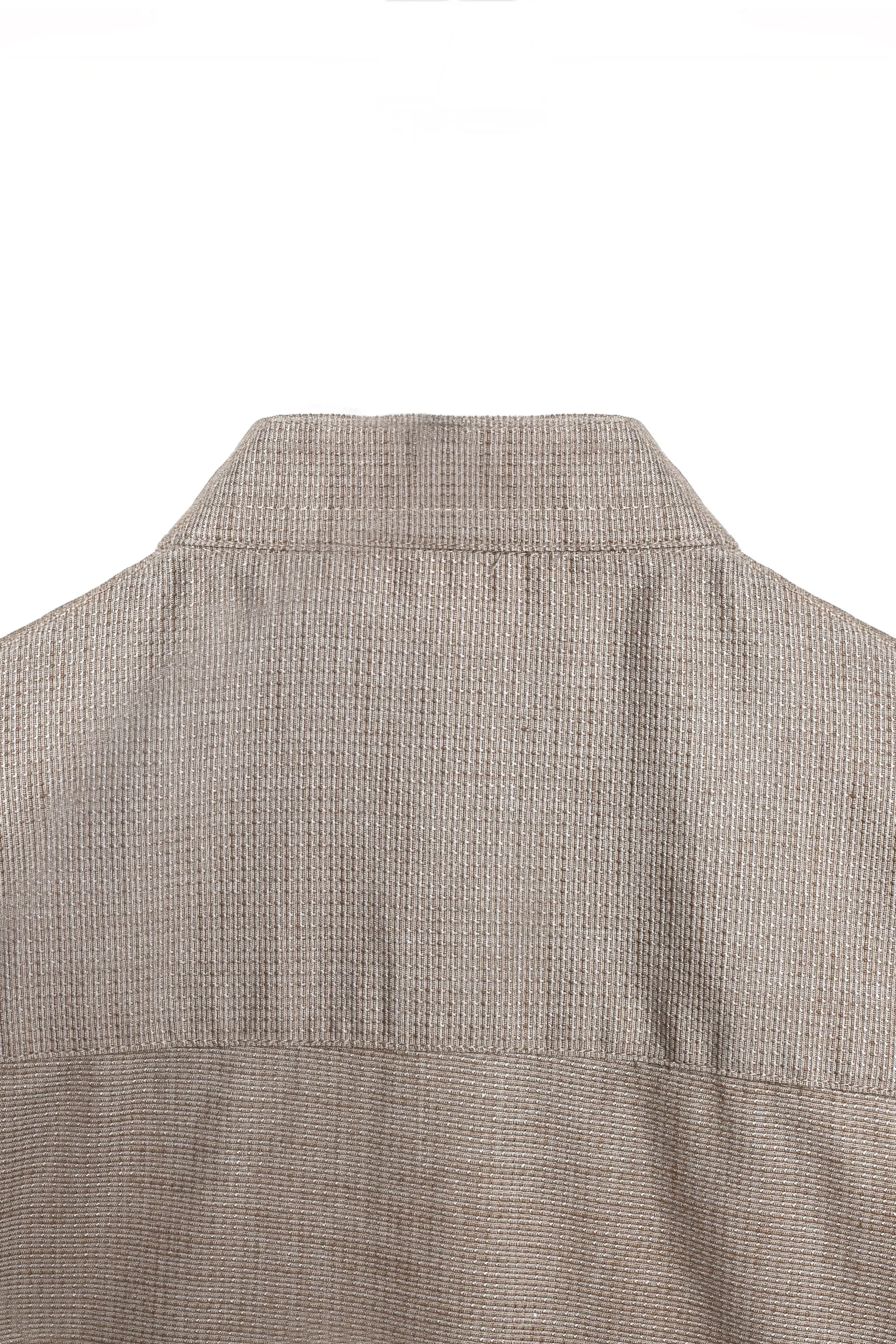 EASY IRON TEXTURED MANDARIN SHIRT IN BEIGE