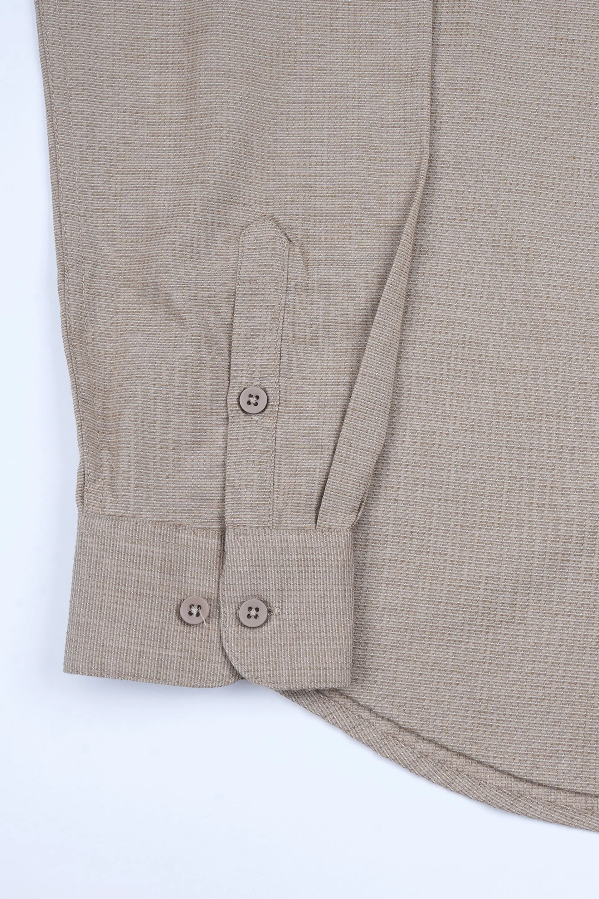 EASY IRON TEXTURED MANDARIN SHIRT IN BEIGE