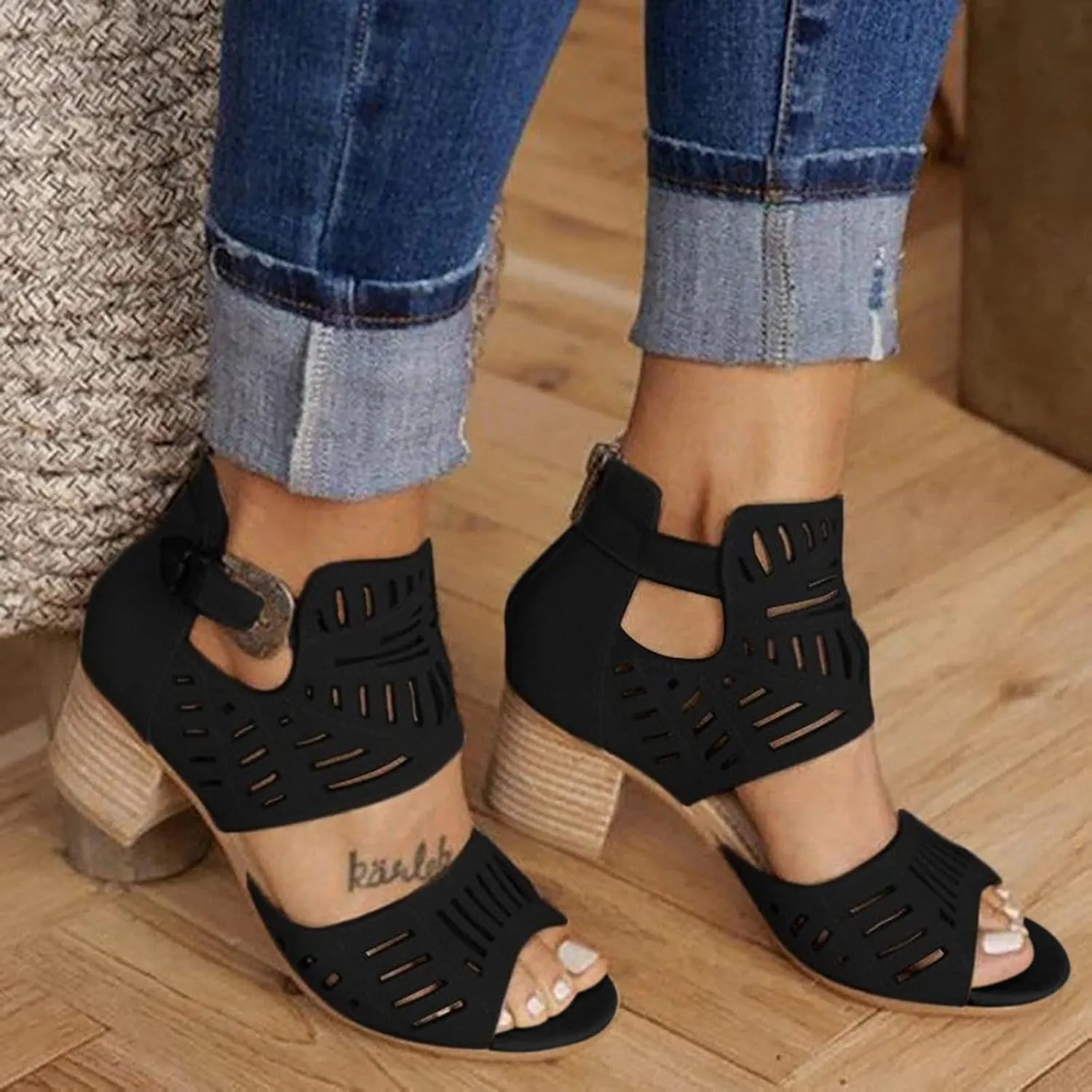 Eduavar Womens Sandals Comfortable, Sandals Women Wedge Casual Summer Breathable Heel Sandals Boots with Ankle Strap