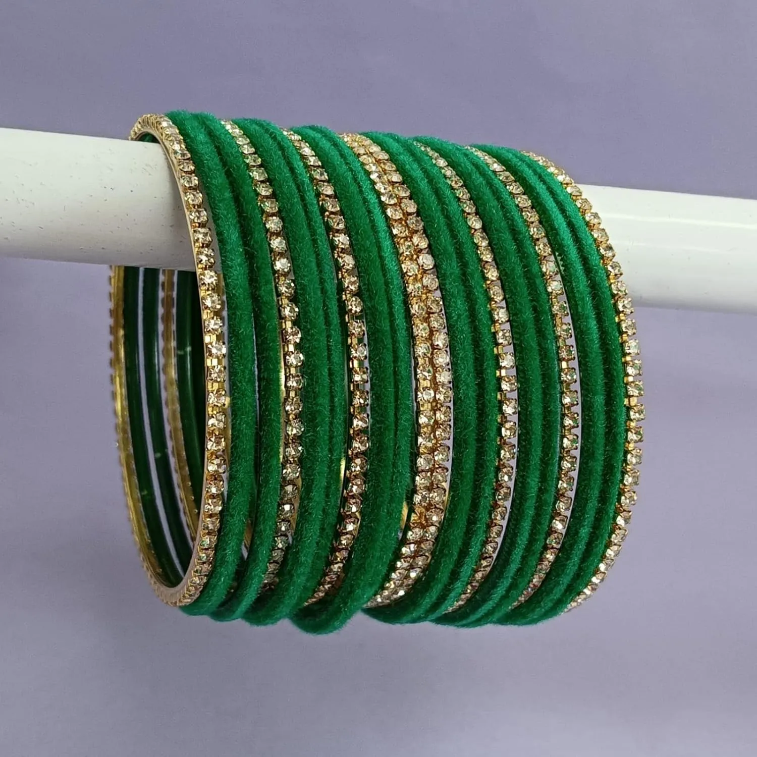 Efulgenz Indian Bangle Set - Bollywood Rhinestone CZ Crystal Velvet Bracelet Bangle Jewelry for Women