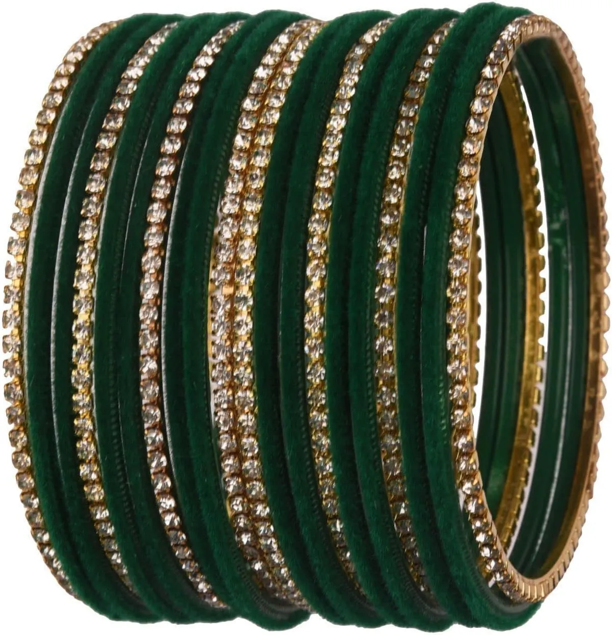 Efulgenz Indian Bangle Set - Bollywood Rhinestone CZ Crystal Velvet Bracelet Bangle Jewelry for Women