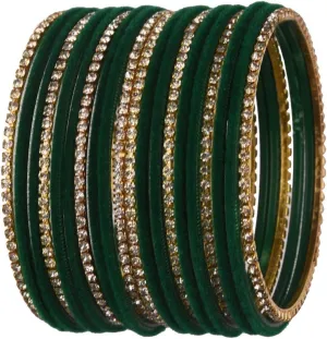 Efulgenz Indian Bangle Set - Bollywood Rhinestone CZ Crystal Velvet Bracelet Bangle Jewelry for Women