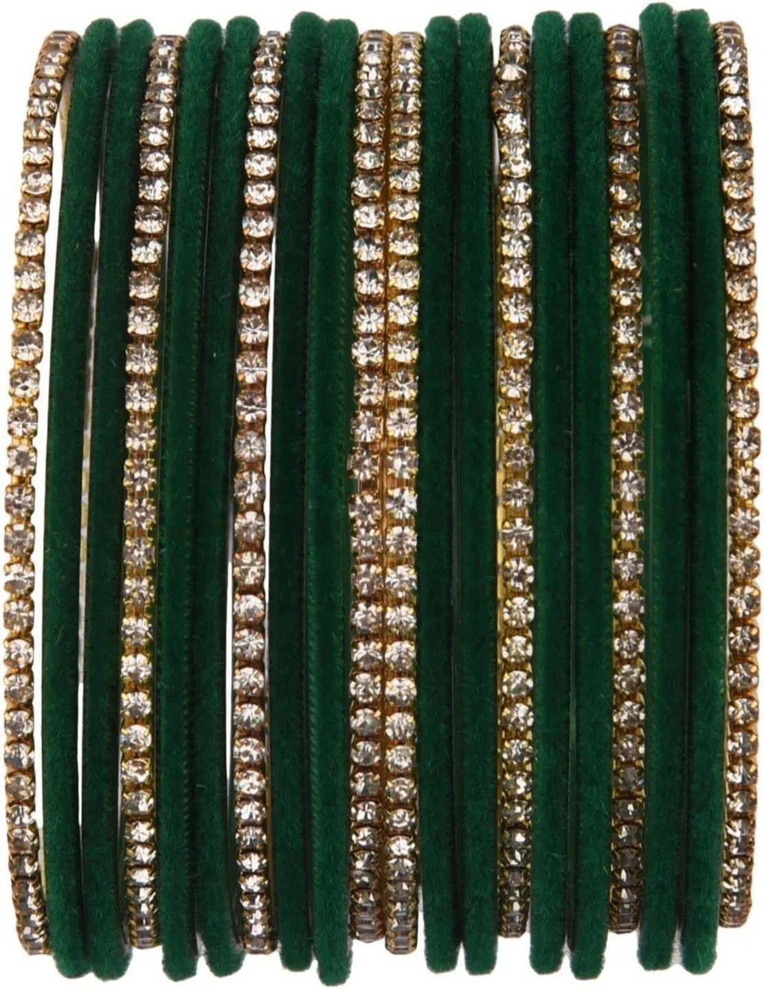 Efulgenz Indian Bangle Set - Bollywood Rhinestone CZ Crystal Velvet Bracelet Bangle Jewelry for Women