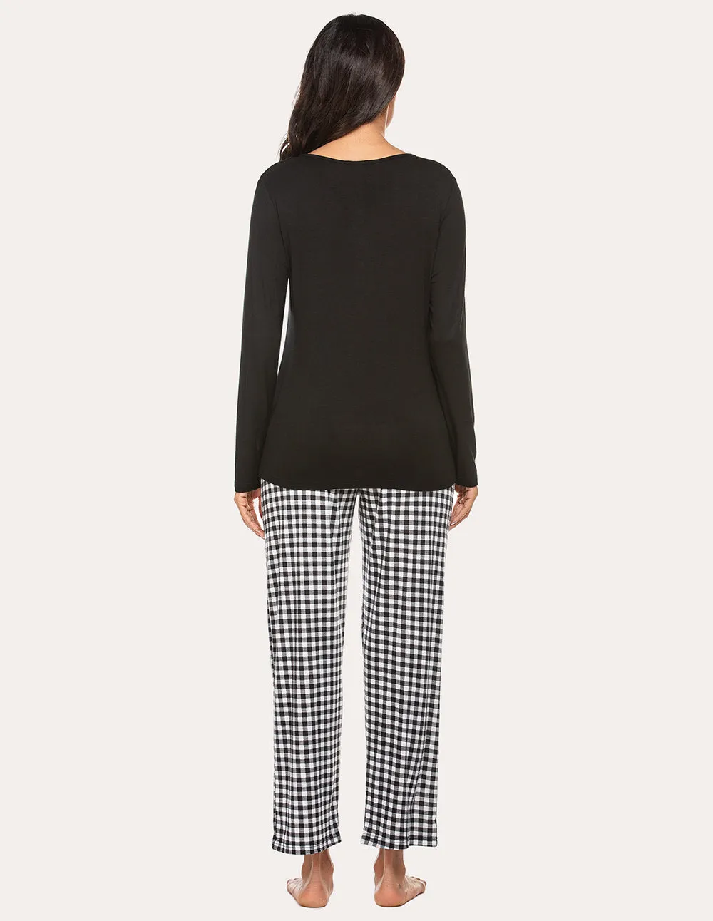 Ekouaer 2 Piece Plaid Bottom Pajama Set (US Only)