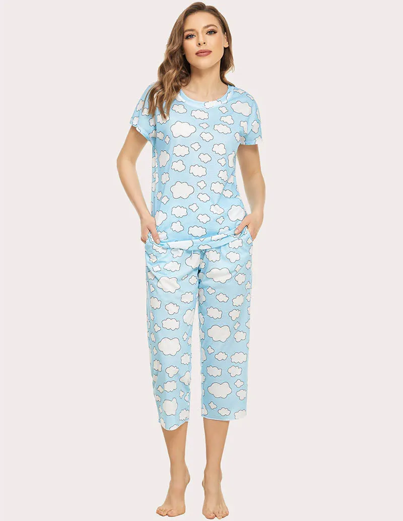 Ekouaer Cropped Pants Pajamas Set (US Only)