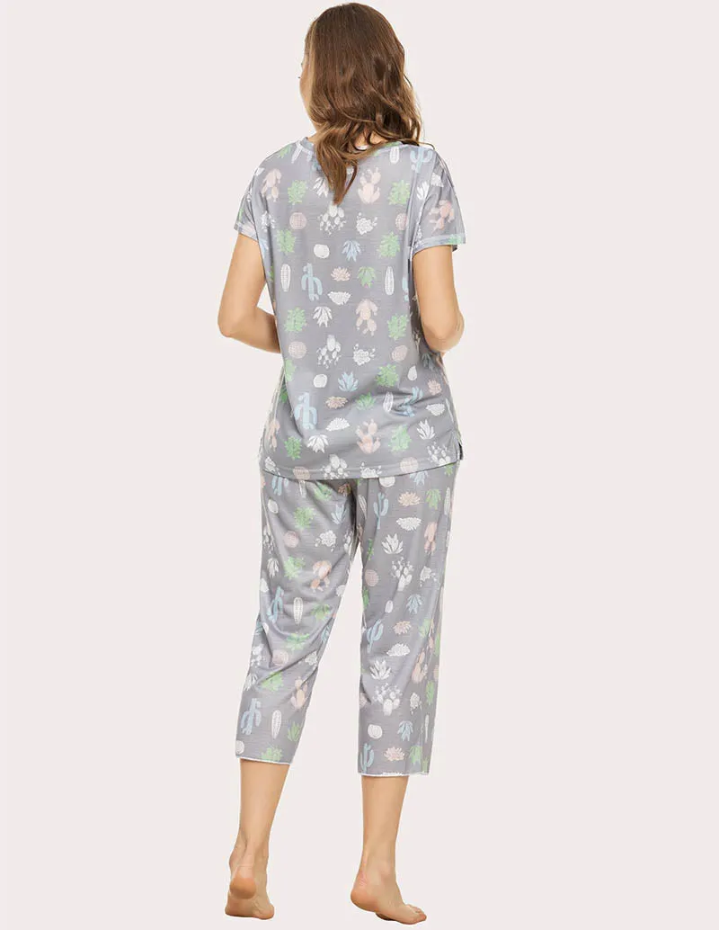 Ekouaer Cropped Pants Pajamas Set (US Only)