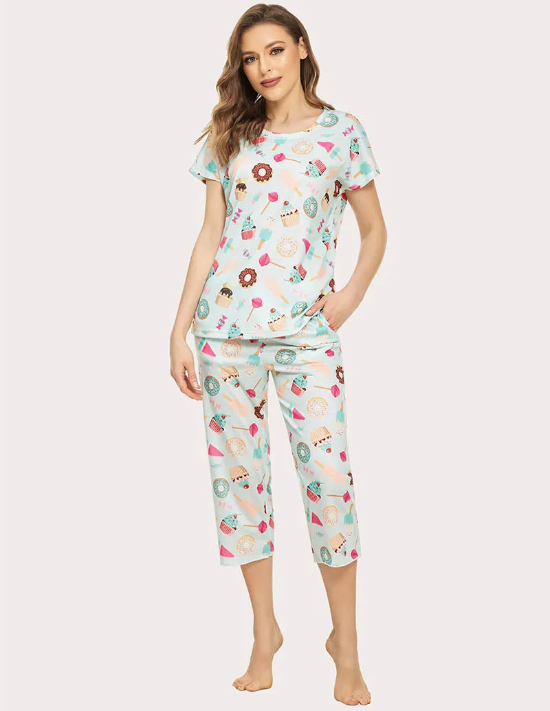 Ekouaer Cropped Pants Pajamas Set (US Only)