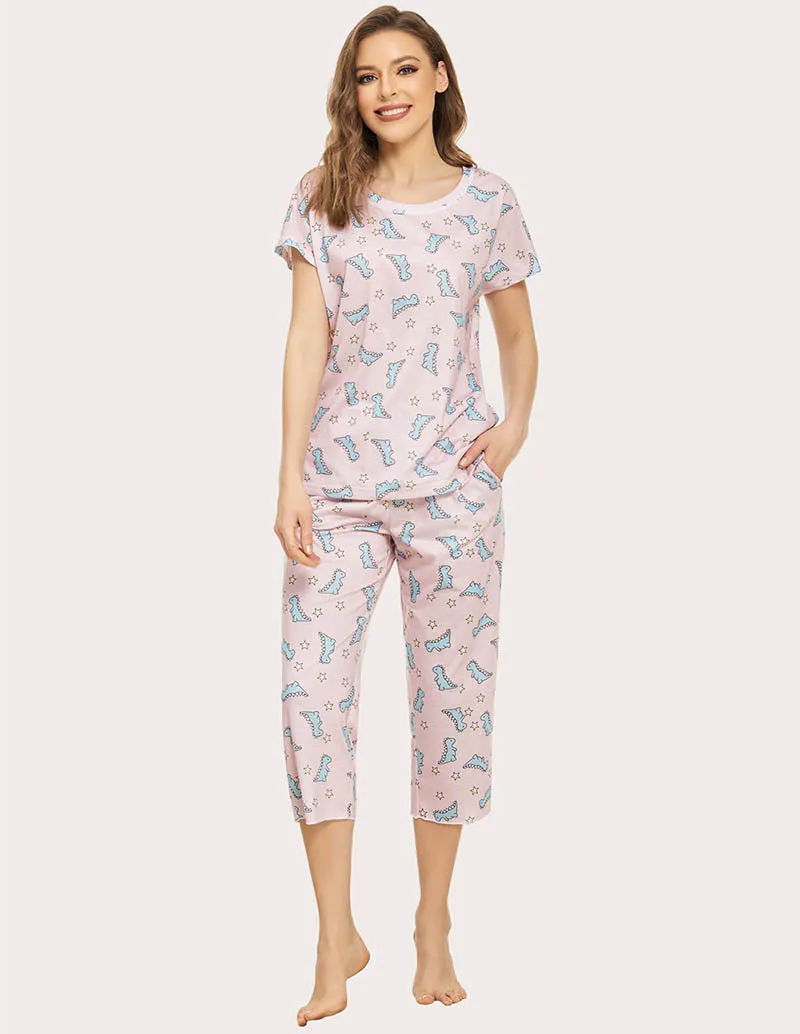 Ekouaer Cropped Pants Pajamas Set (US Only)