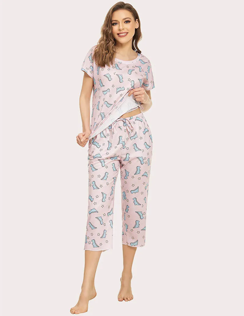 Ekouaer Cropped Pants Pajamas Set (US Only)