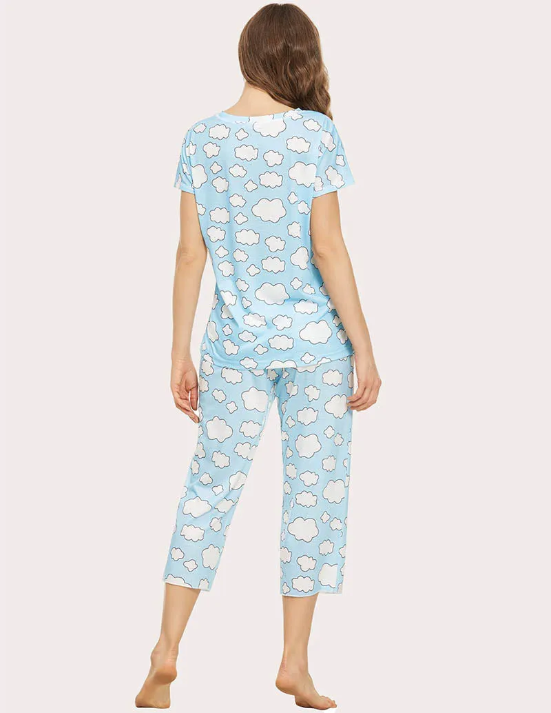 Ekouaer Cropped Pants Pajamas Set (US Only)