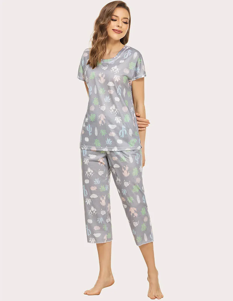 Ekouaer Cropped Pants Pajamas Set (US Only)