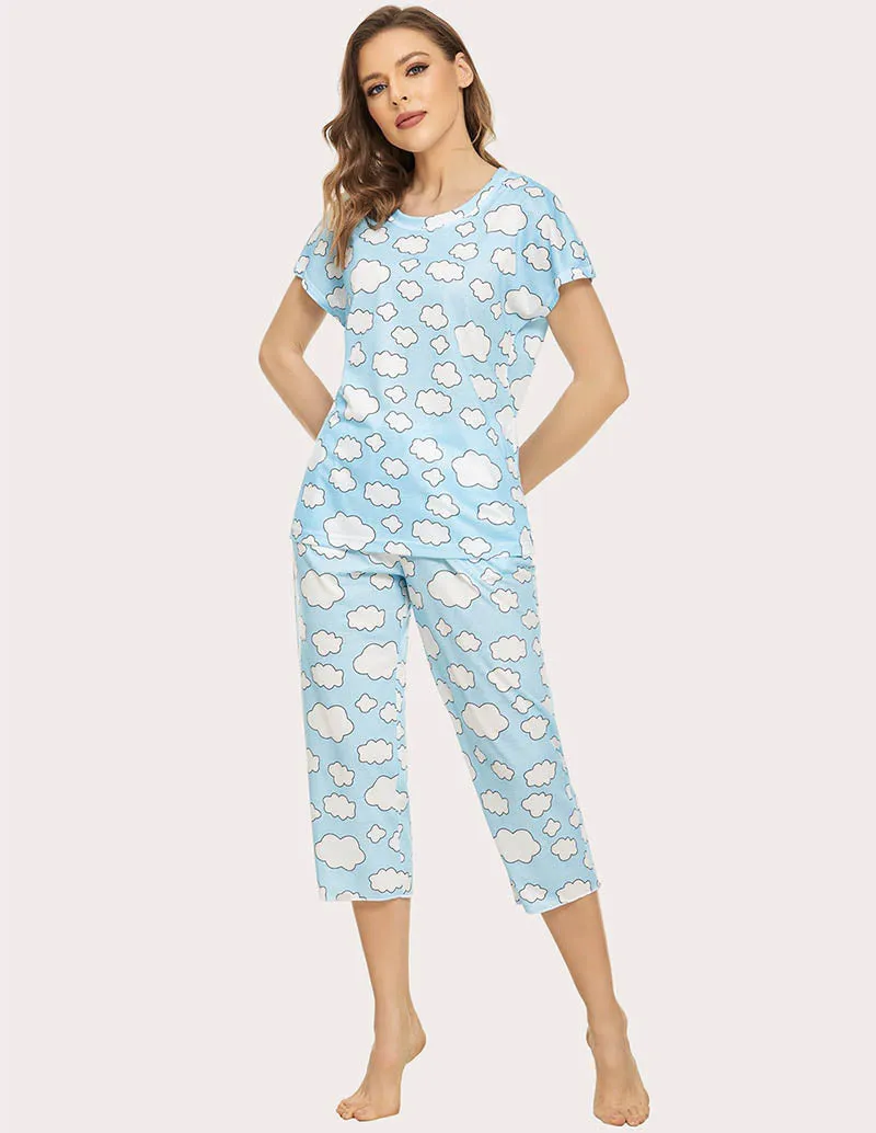 Ekouaer Cropped Pants Pajamas Set (US Only)