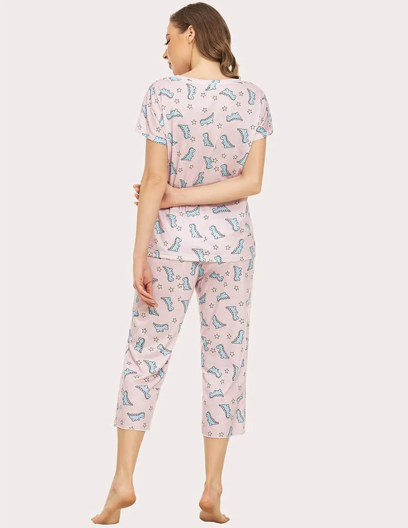 Ekouaer Cropped Pants Pajamas Set (US Only)