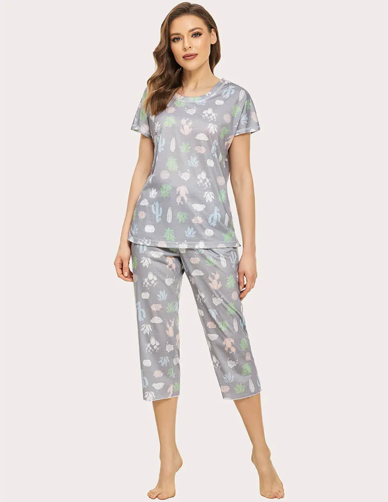 Ekouaer Cropped Pants Pajamas Set (US Only)