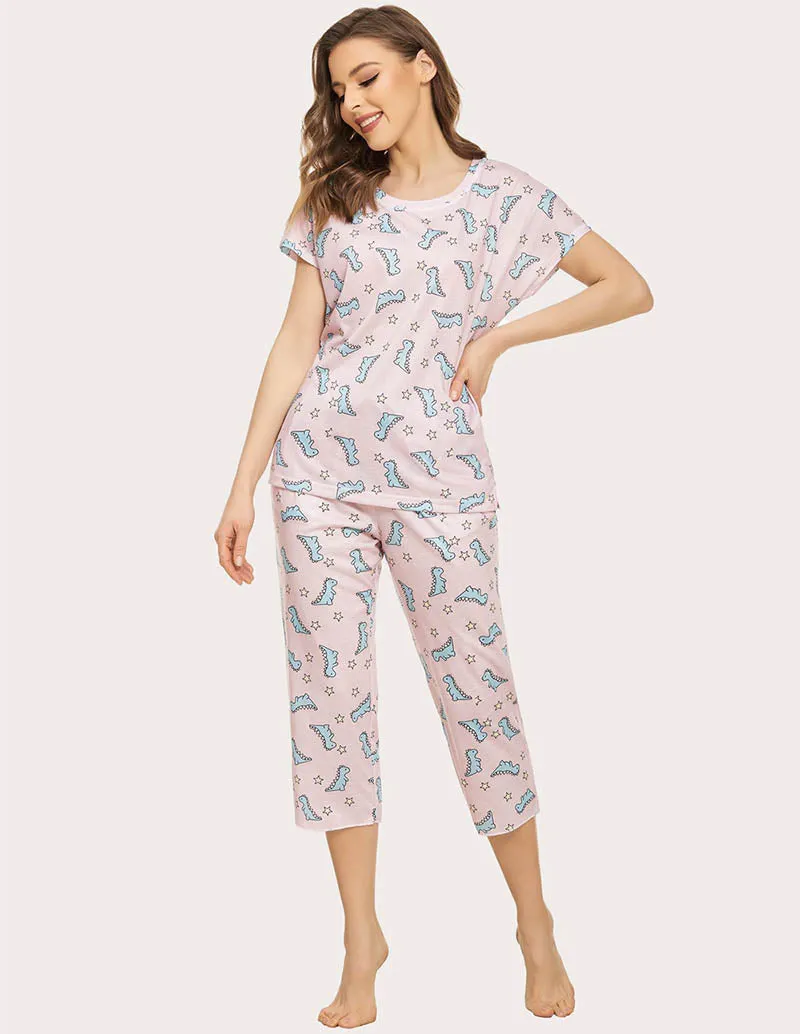 Ekouaer Cropped Pants Pajamas Set (US Only)