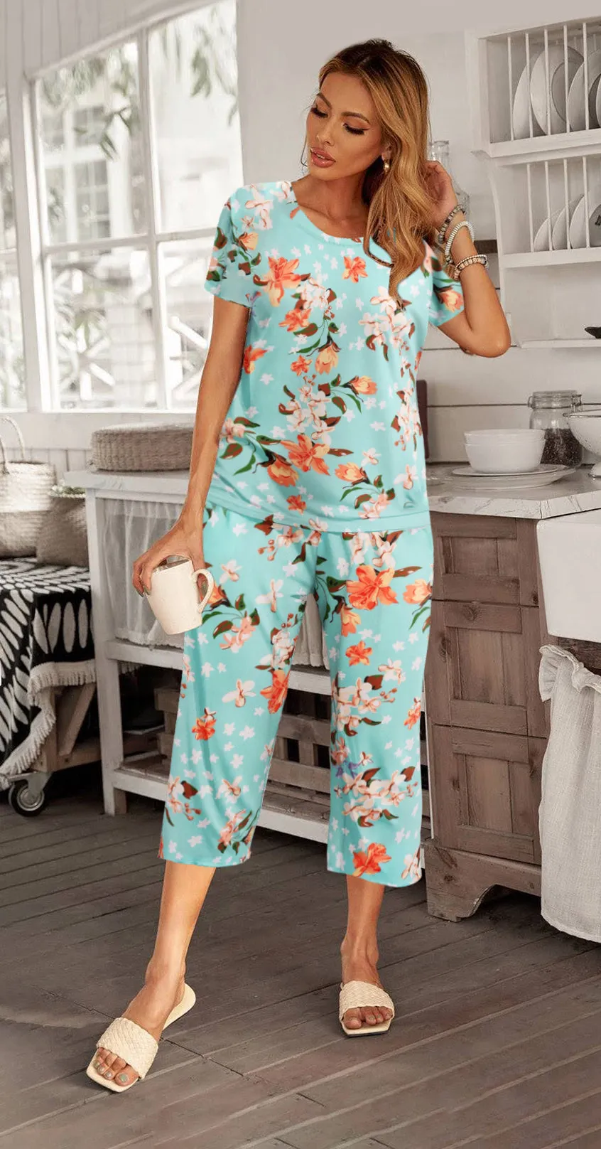 Ekouaer Cute Print with Pockets Pajama Sets (US Only)