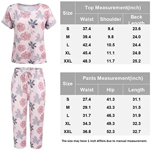 Ekouaer Cute Print with Pockets Pajama Sets (US Only)