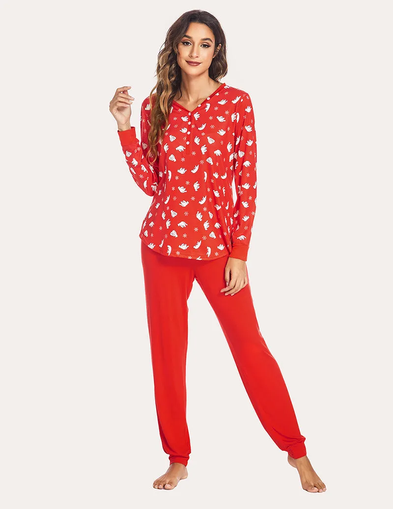 Ekouaer Henley Tops Pants Pajama Set (US Only)