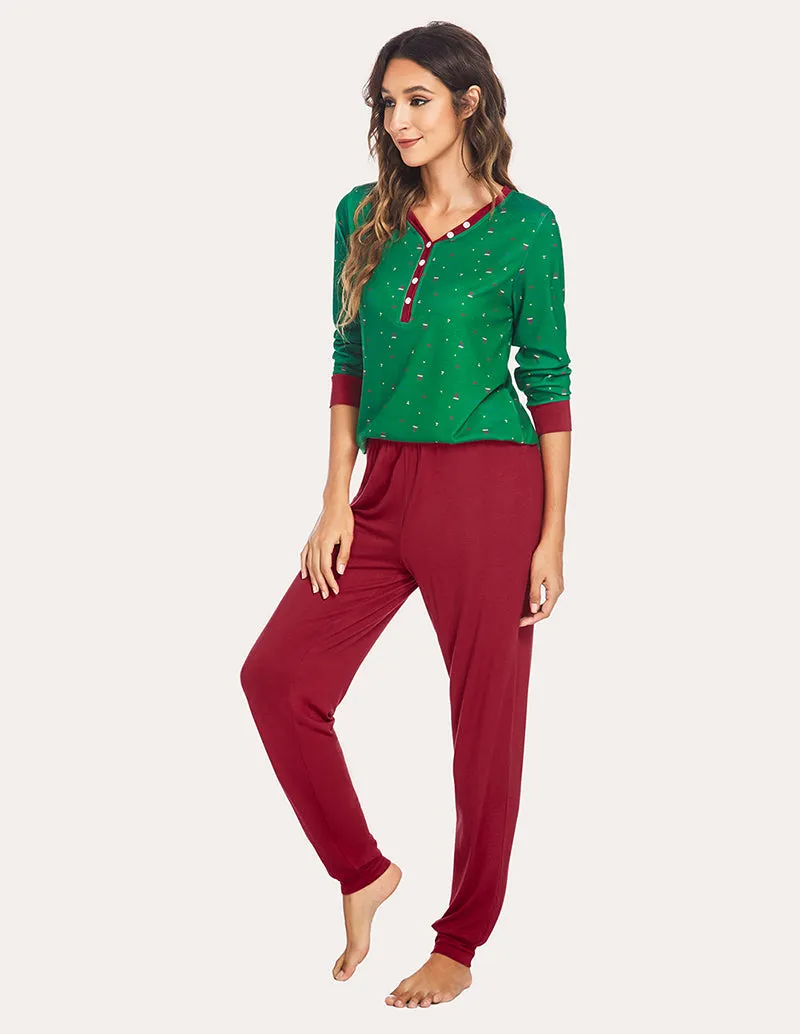 Ekouaer Henley Tops Pants Pajama Set (US Only)