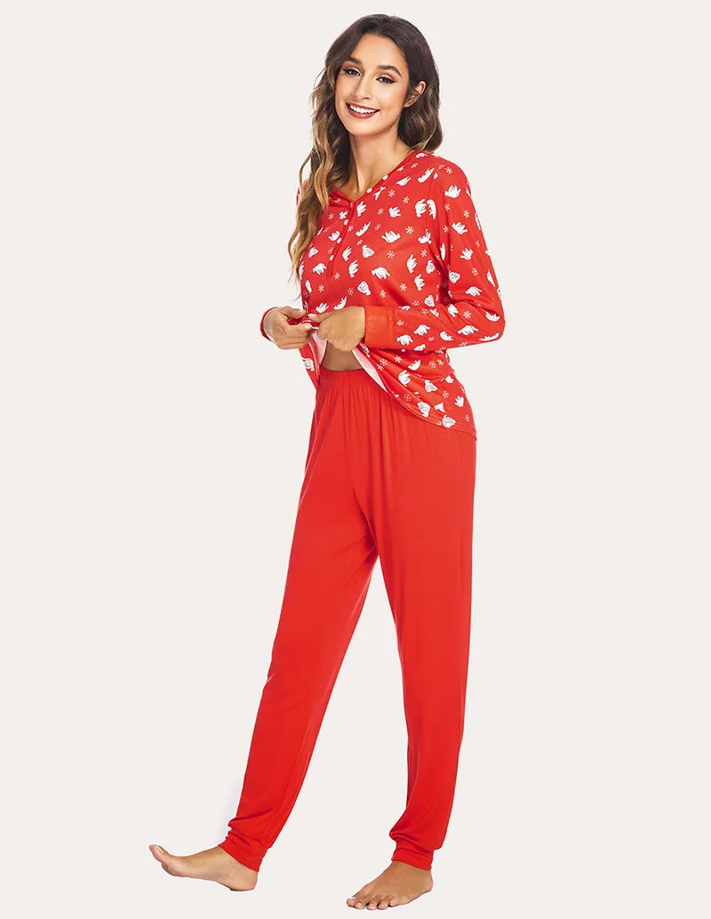 Ekouaer Henley Tops Pants Pajama Set (US Only)