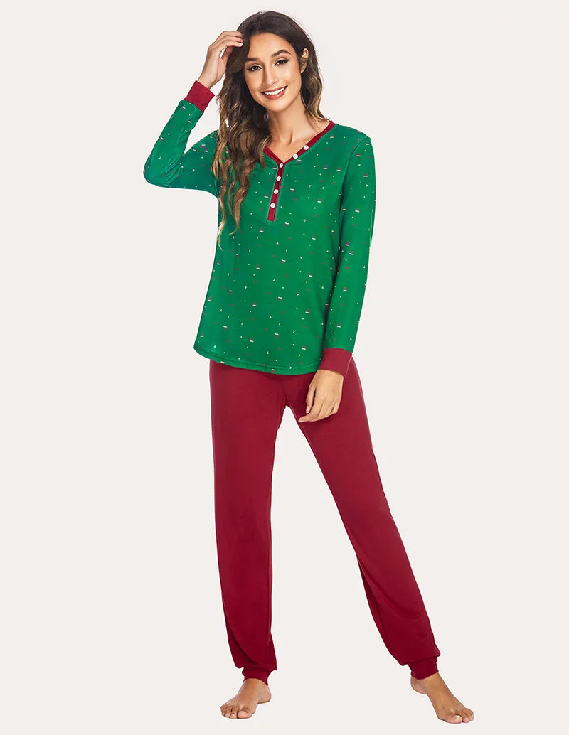 Ekouaer Henley Tops Pants Pajama Set (US Only)